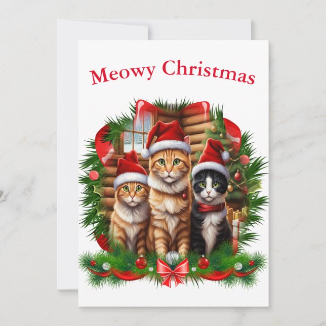 Merry Christmas cats  Holiday Card (Front)