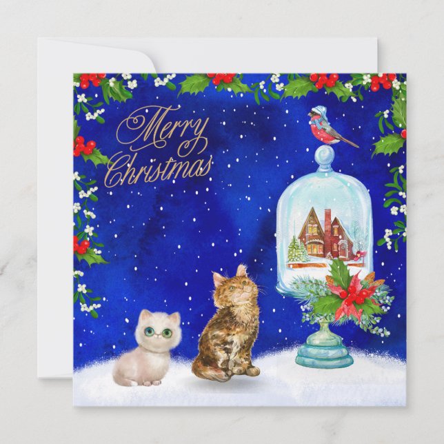 Merry Christmas Cats  Holiday Card (Front)