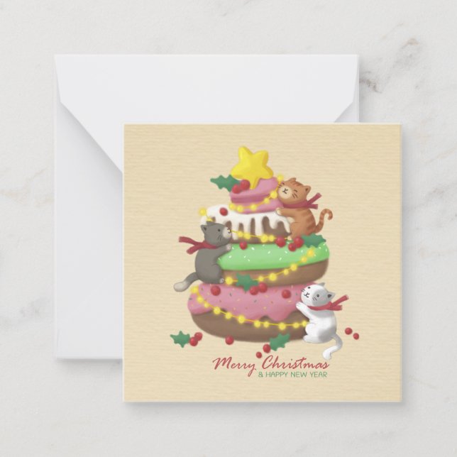 Merry Christmas: Cats & Sweets Illustration Card (Front)