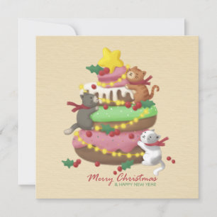 Merry Christmas: Cats & Sweets Illustration Holiday Card
