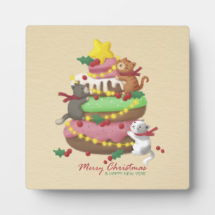 Merry Christmas: Cats & Sweets Illustration Plaque