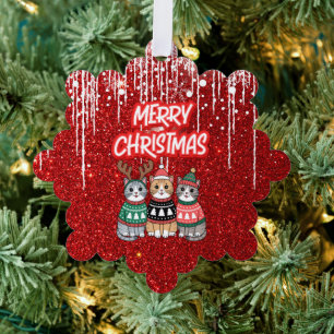 Merry Christmas Cats  Tree Decoration Card