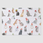Merry Christmas Cats with Santa Hats Tissue Paper<br><div class="desc">Lovely Christmas cats with Santa hats. Ideal for your holiday decoupage projects.</div>