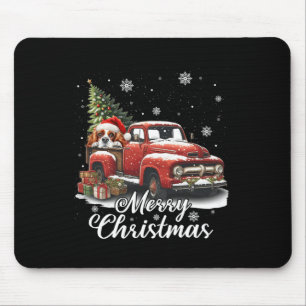 Merry Christmas Cavalier King Charles Dog Riding R Mouse Mat