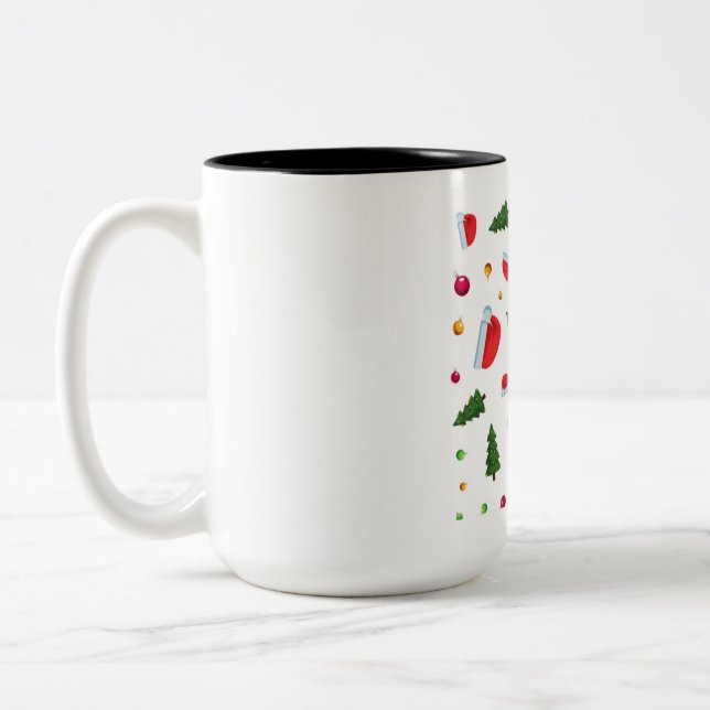 Merry Christmas Celebration: Joyful Holiday Spirit Two-Tone Coffee Mug (Left)