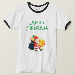 Merry Christmas Celebration Santa Gifts Ringer T-Shirt