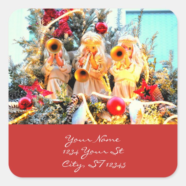 Merry Christmas celestial angels Thunder_Cove Square Sticker (Front)