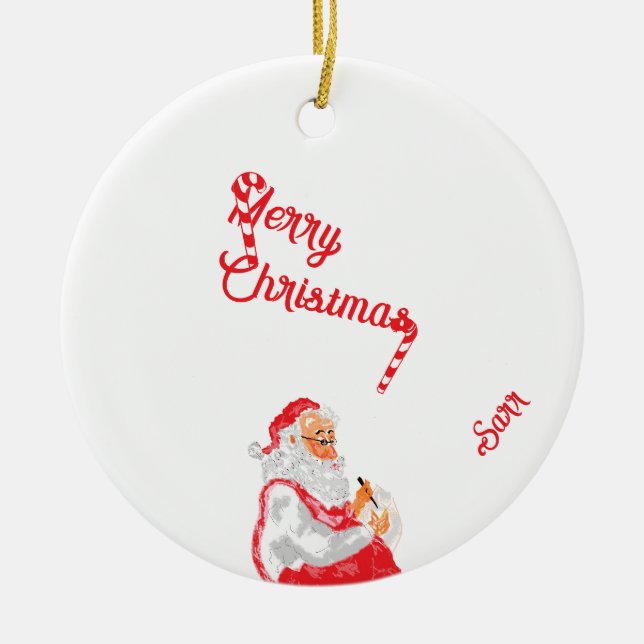 : Merry Christmas Ceramic Tree Decoration (Front)