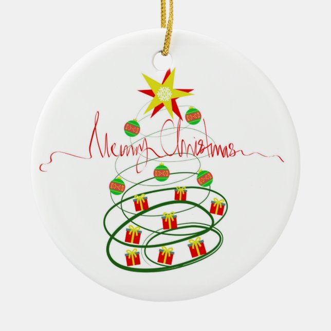 Merry Christmas Ceramic Tree Decoration (Front)