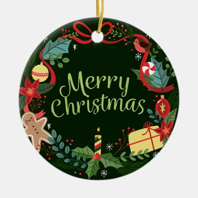 Merry Christmas Ceramic Tree Decoration (Front)
