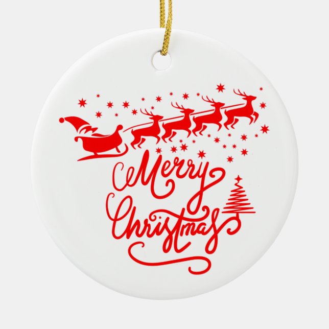 MERRY CHRISTMAS CERAMIC TREE DECORATION (Front)
