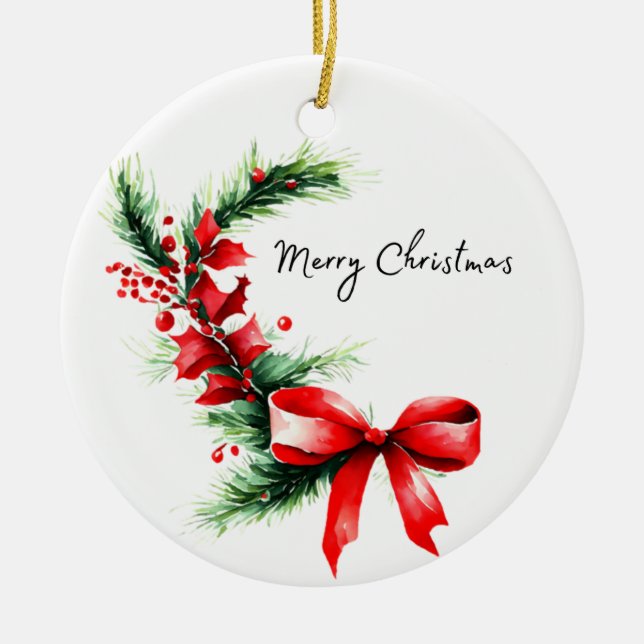 Merry Christmas Ceramic Tree Decoration (Front)