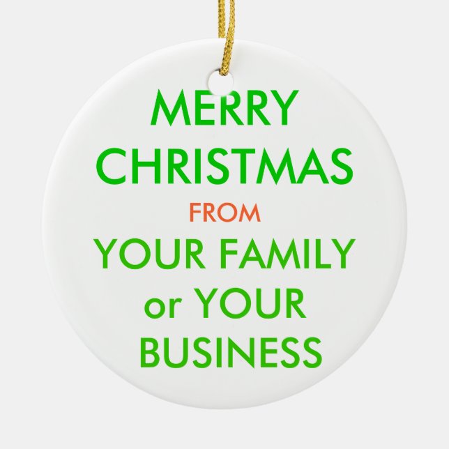 MERRY CHRISTMAS, CERAMIC TREE DECORATION (Front)