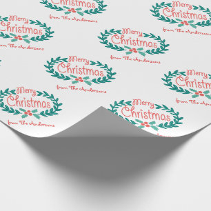 MERRY CHRISTMAS CHALK ART PERSONALIZED WRAPPING PAPER