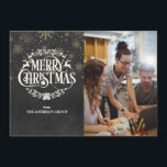 Merry Christmas Chalkboard Corporate Photo Holiday Card<br><div class="desc">Featuring your business name,  photo and holiday message set in stylish typography,  and elegant gold snowflakes on a chalkboard background. Designed by Thisisnotme©</div>