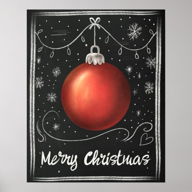 Merry Christmas Chalkboard Customisable Festive Poster (Front)