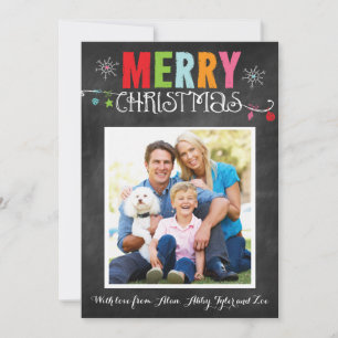 Merry Christmas Chalkboard Doodle Holiday Card