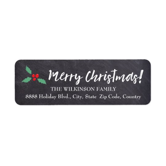 Merry Christmas •Chalkboard • Handlettering Return Address Label