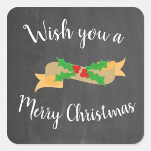 Merry Christmas Chalkboard Letters Square Sticker
