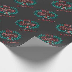 MERRY CHRISTMAS CHALKBOARD PERSONALIZED WRAPPING PAPER