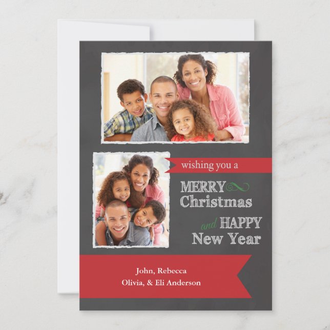 Merry Christmas Chalkboard Photo Christmas card (Front)