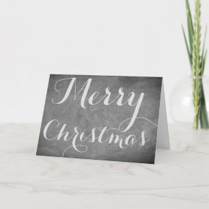 Merry Christmas Chalkboard Typography Black White Holiday Card