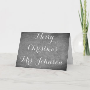 Merry Christmas Chalkboard Typography Black White Holiday Card