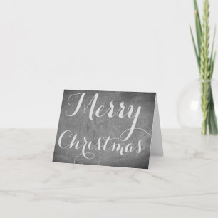 Merry Christmas Chalkboard Typography Black White Holiday Card