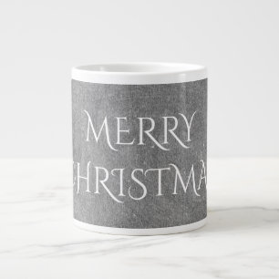 Merry Christmas Chalkboard Typography Black White Large Coffee Mug