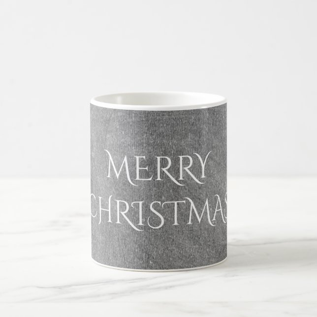 Merry Christmas Chalkboard Typography Black White Magic Mug (Center)