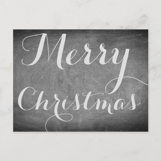 Merry Christmas Chalkboard Typography Custom Card (Front)