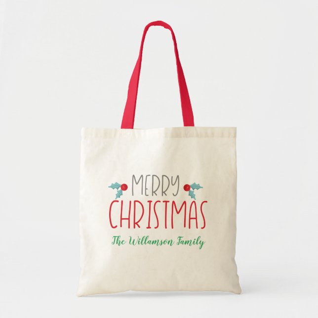 Merry Christmas Charm Tote Bag (Front)