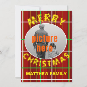 Merry Christmas Check Plaid Family Christmas Party Invitation