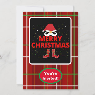 Merry Christmas Check Plaid x-mas Party Event Invitation