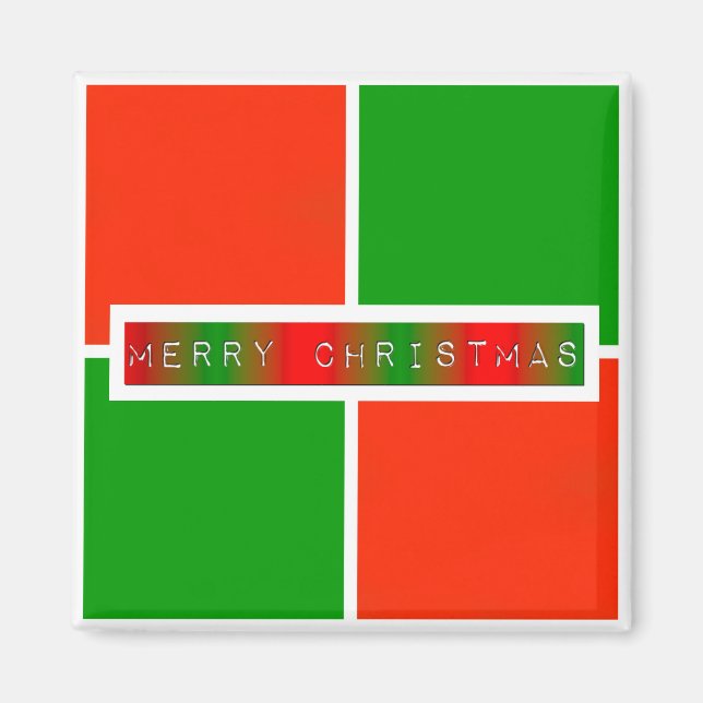 Merry Christmas Checkers Magnet (Front)