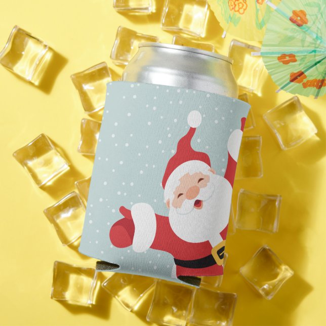 Merry Christmas Cheerful Santa | Can Cooler (In Situ Summer)