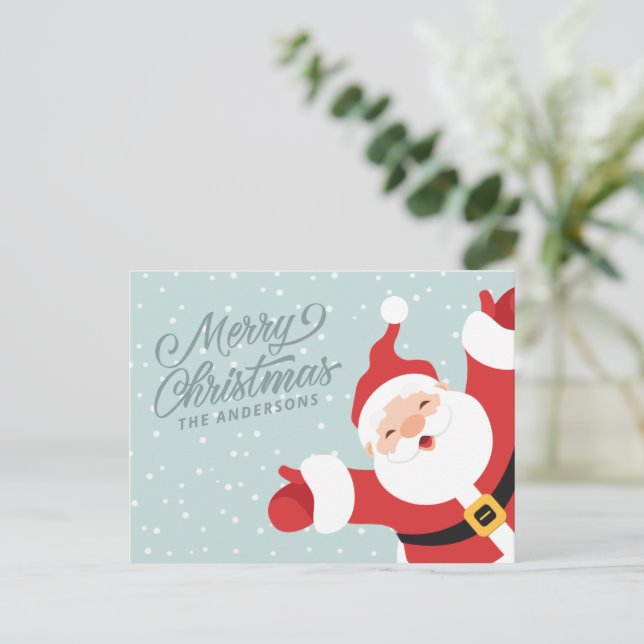 Merry Christmas Cheerful Santa Claus |  Postcard (Standing Front)