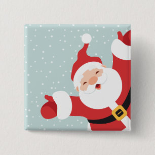 Merry Christmas Cheerful Santa Pin Button