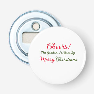 merry christmas cheers add family name text photo bottle opener