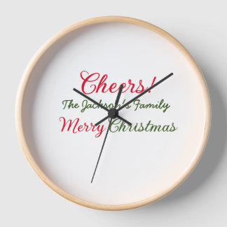 merry christmas cheers add family name text photo  clock