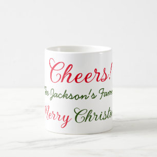 merry christmas cheers add family name text photo  coffee mug