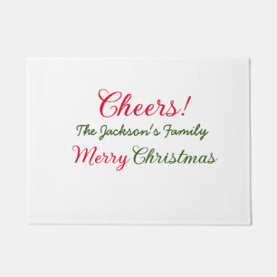 merry christmas cheers add family name text photo doormat
