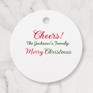 merry christmas cheers add family name text photo favour tags