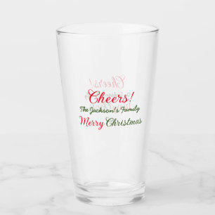 merry christmas cheers add family name text photo glass