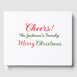 merry christmas cheers add family name text photo  guest book