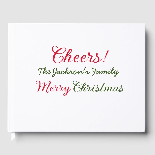 merry christmas cheers add family name text photo  guest book (Front)
