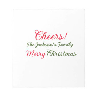 merry christmas cheers add family name text photo notepad