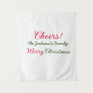 merry christmas cheers add family name text photo tapestry