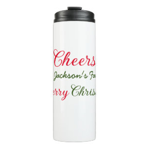 merry christmas cheers add family name text photo  thermal tumbler