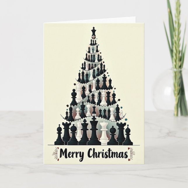 Merry Christmas Chess Tree Card (Front)